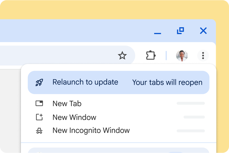 Applying a pending update Chrome UI alerting that there's a pending update